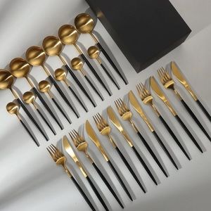 COPY - 24-Piece Gold Silverware Set Gold Utensils Set for 6, Gold Spoons and Fo…
